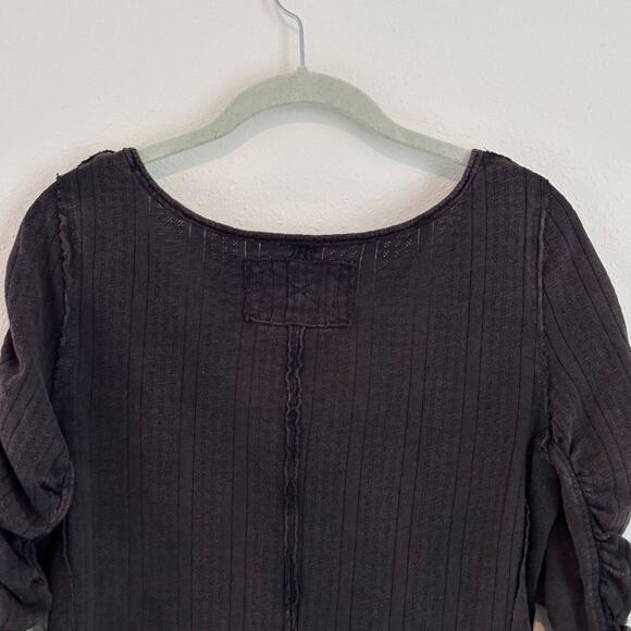 Free People We the Free Hope Henley Top, Black, Size Large - Picture 6 of 7
